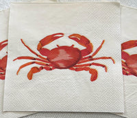 3pc Crab Napkins, Red Crab Decoupage Napkins, Ocean Napkin, Beverage Napkins, Decoupage Paper, Beach Wedding Ideas, Coral / Red Crab Paper