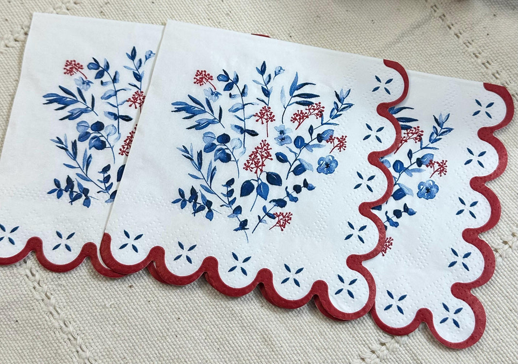Decoupage Napkins Patriotic Napkins, Red, White and Blue Floral Napkin, Decoupage, July 4th Flowers, American Flag Napkins, Flower Paper Art