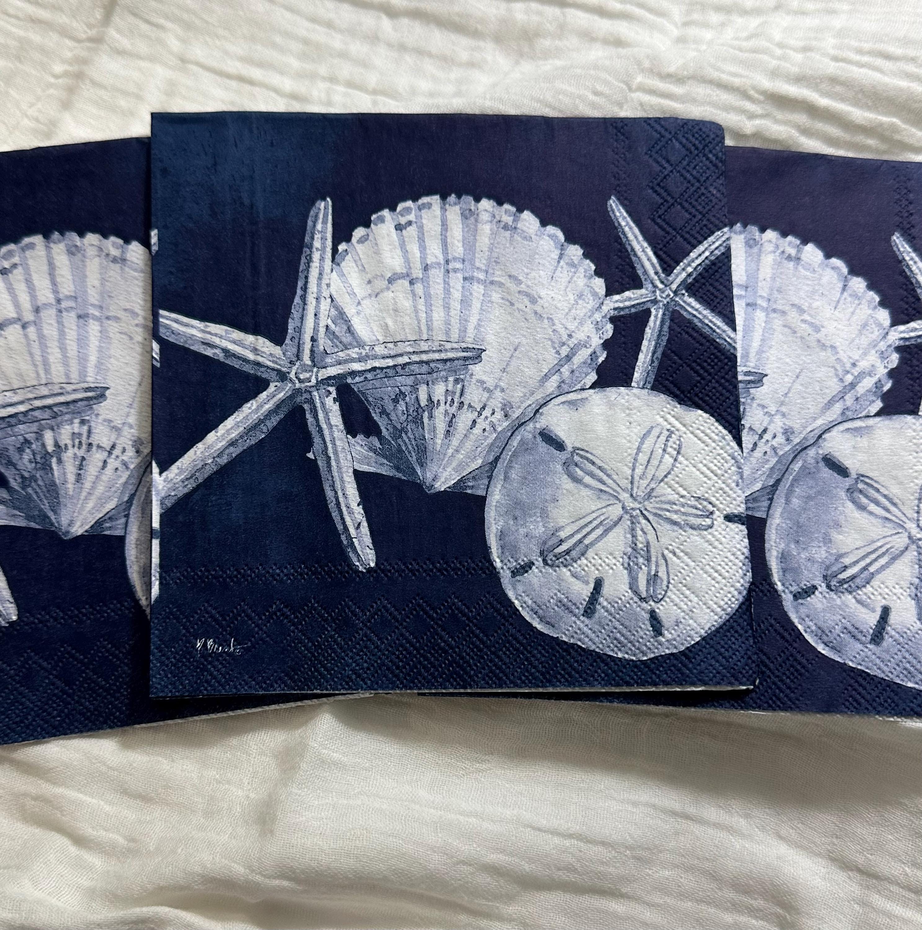 Sand Dollar Beach Napkins: Nautical Decoupage Paper (3pc 10x10 inches)