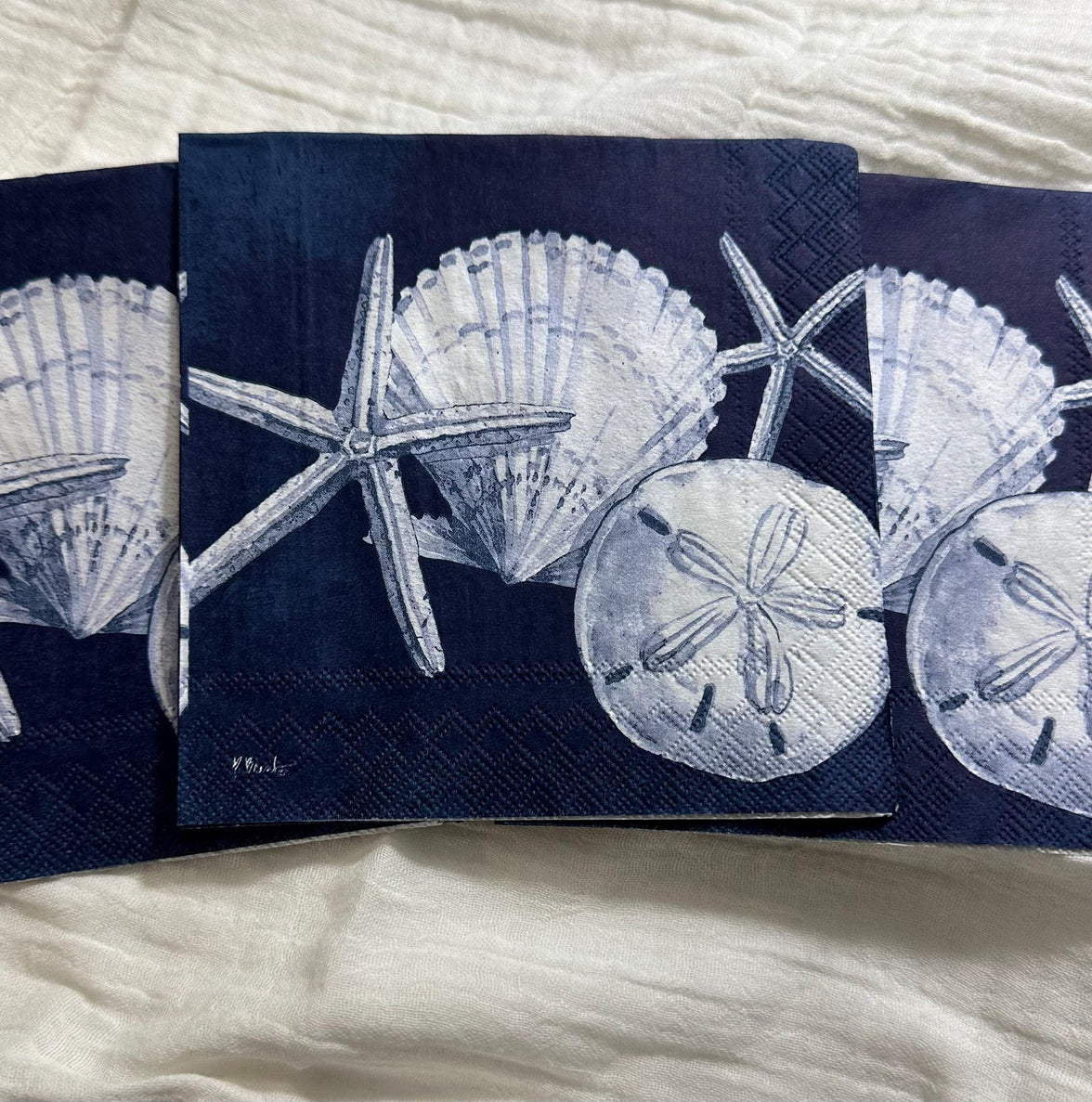 Sand Dollar Beach Napkins: Nautical Decoupage Paper (3pc 10x10 inches)