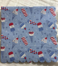 Patriotic Ice Cream Cone Decoupage Napkins: July 4th Party Paper (5x5 inch)