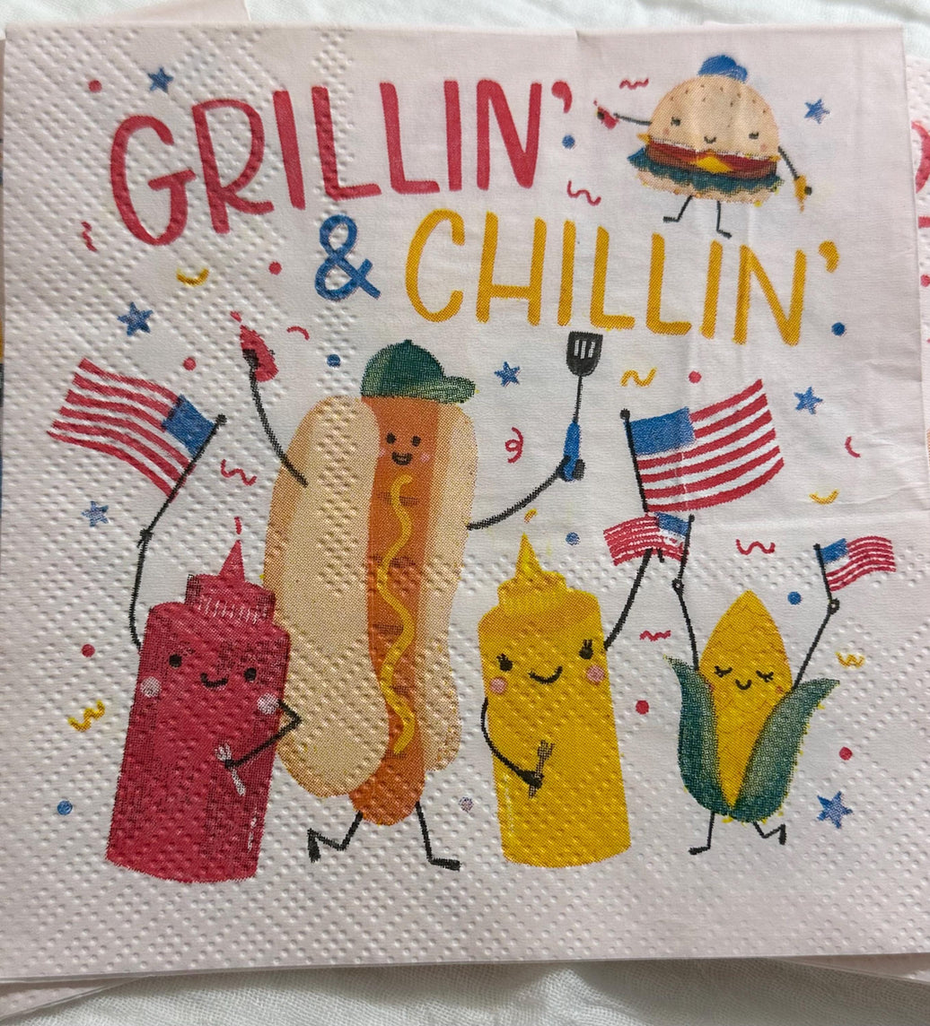BBQ Grillin' and Chillin' Decoupage Napkins: 3pc Backyard Party