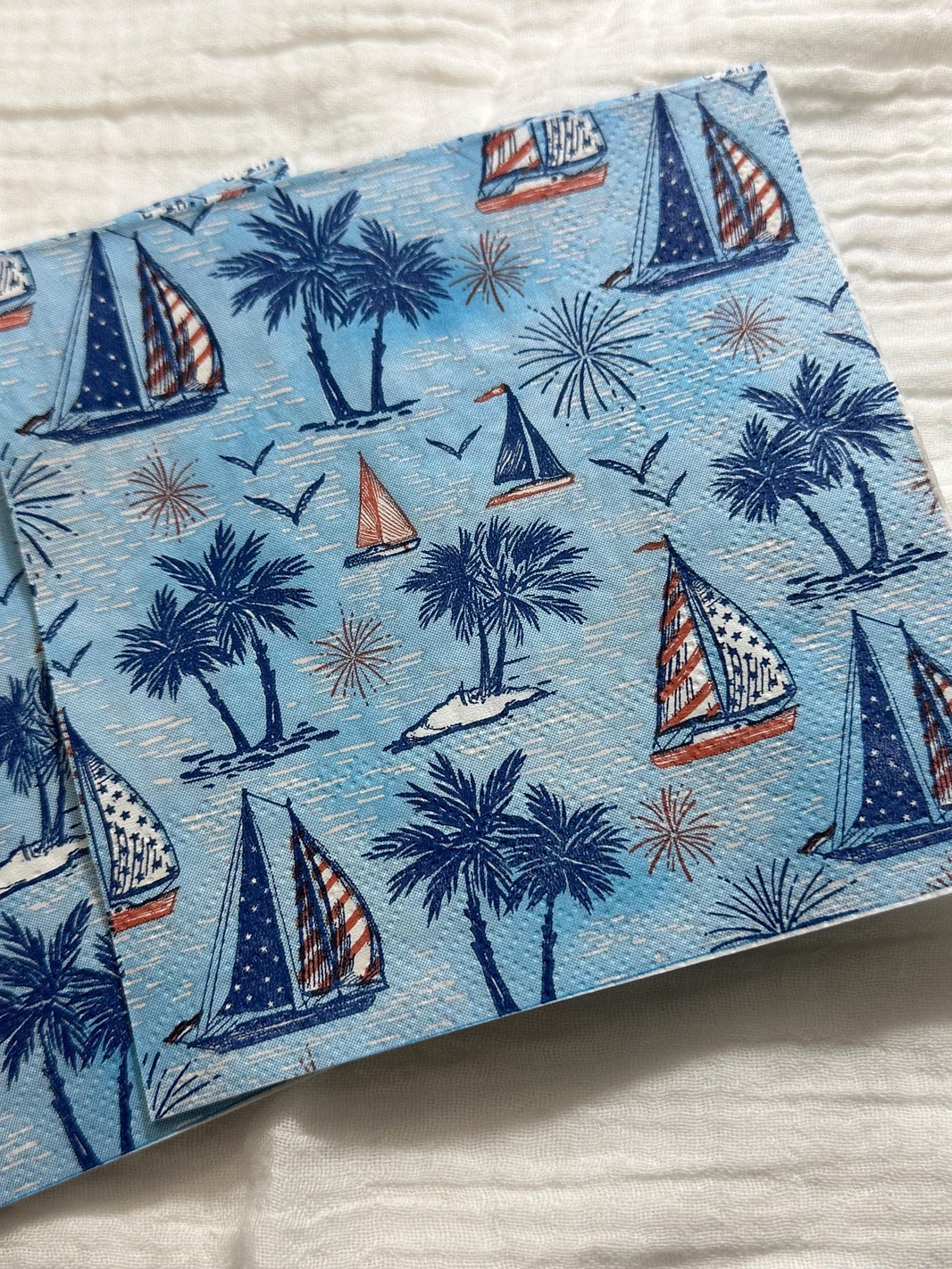 Decoupage Napkins, Sailboat Paper, Patriotic Napkins, Red, White and Blue Napkins, Decoupage Napkin, July 4th, Fourth of July, Memorial Day