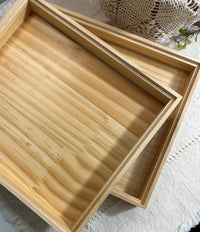 Natural Wood Decoupage Tray: Jewelry Display, Craft Organizer (7.5x8.5x1")