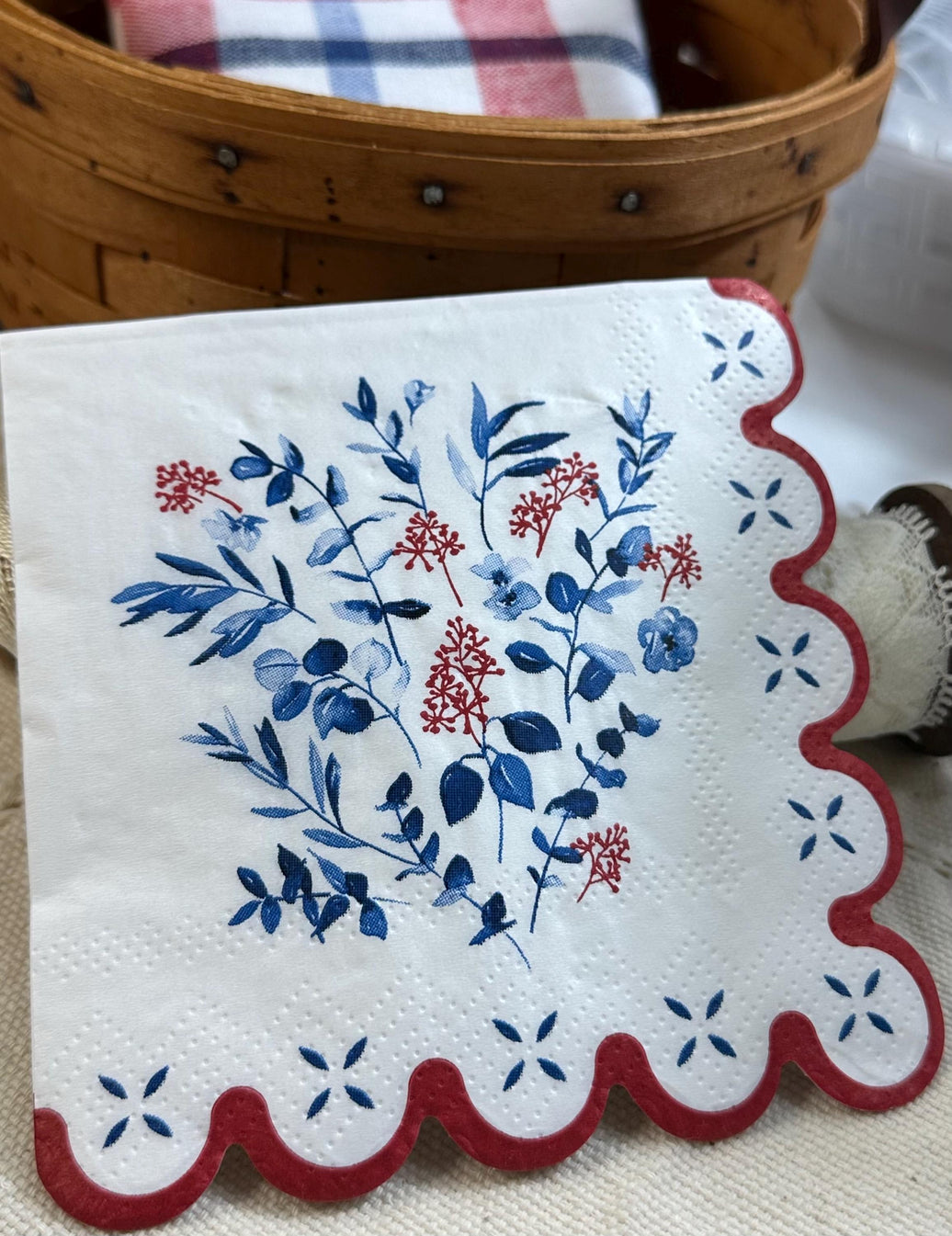 Decoupage Napkins Patriotic Napkins, Red, White and Blue Floral Napkin, Decoupage, July 4th Flowers, American Flag Napkins, Flower Paper Art