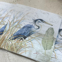 Heron Bird Napkin - Beach Napkins - Decoupage Beach Themed Napkins, Decoupage Napkins, Ocean Paper, Seashore Paper, Bird Paper Napkins
