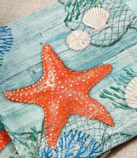 Beach Decoupage Paper Napkins: Starfish Seashell Theme, 3pc