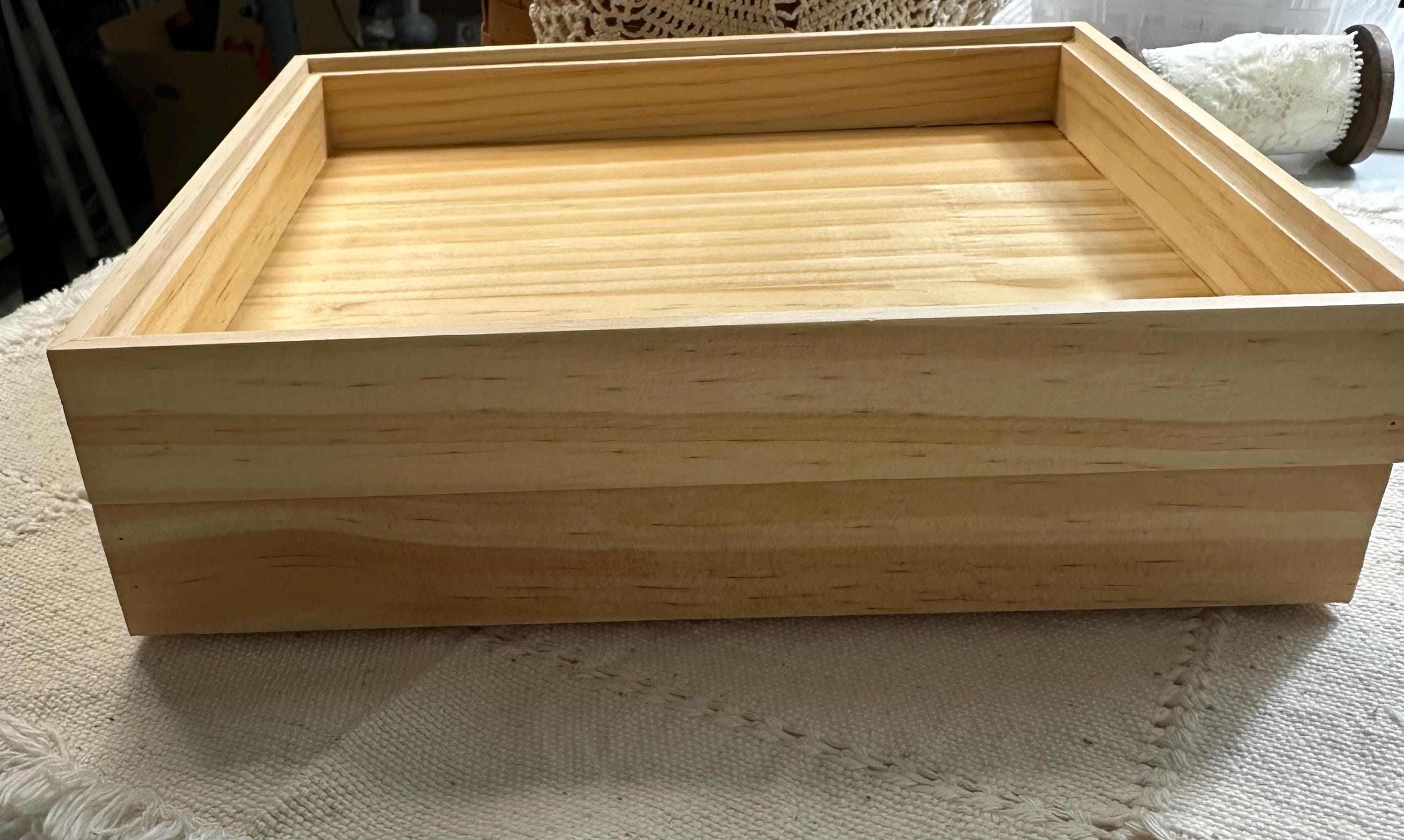 Natural Wood Decoupage Tray: Jewelry Display, Craft Organizer (7.5x8.5x1")