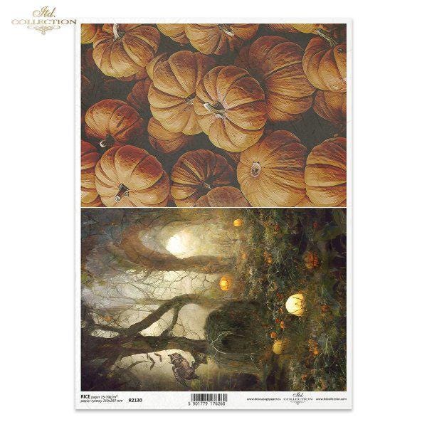 Halloween Rice Paper A4 Pumpkin Fall Decoupage Sheet - ITD Mysterious Forest, Halloween Paper, Sheet, Upcycling, Decoupage Paper, Fall Paper