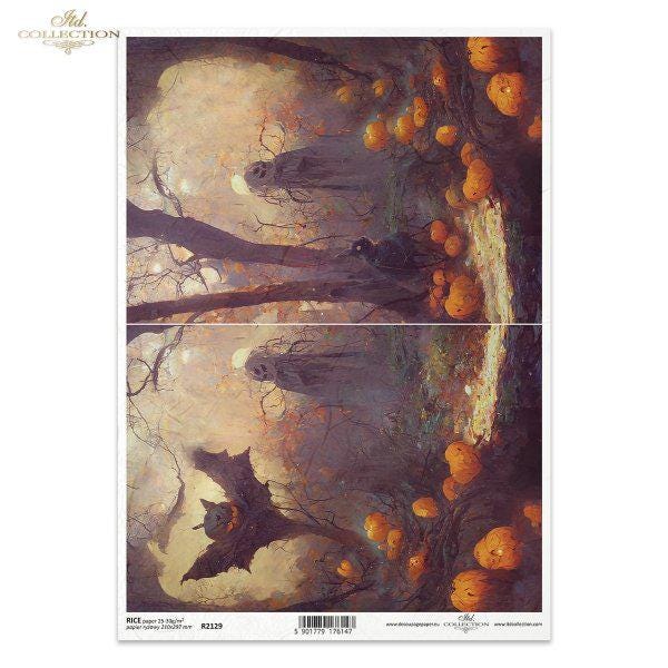 Halloween Pumpkin Rice Paper A4 – Spooky Decoupage Paper