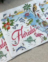 Decoupage Napkins, Florida Napkin, State of Florida Paper, Florida State Themed Napkins, Craft Napkins, Party Napkins, Shell Making Napkins
