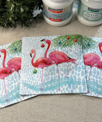 Flamingo Christmas Napkin, Christmas Decoupage Napkins - Florida Christmas, DIY Paper, Holiday Paper Crafts, Christmas Party Paper, Florida