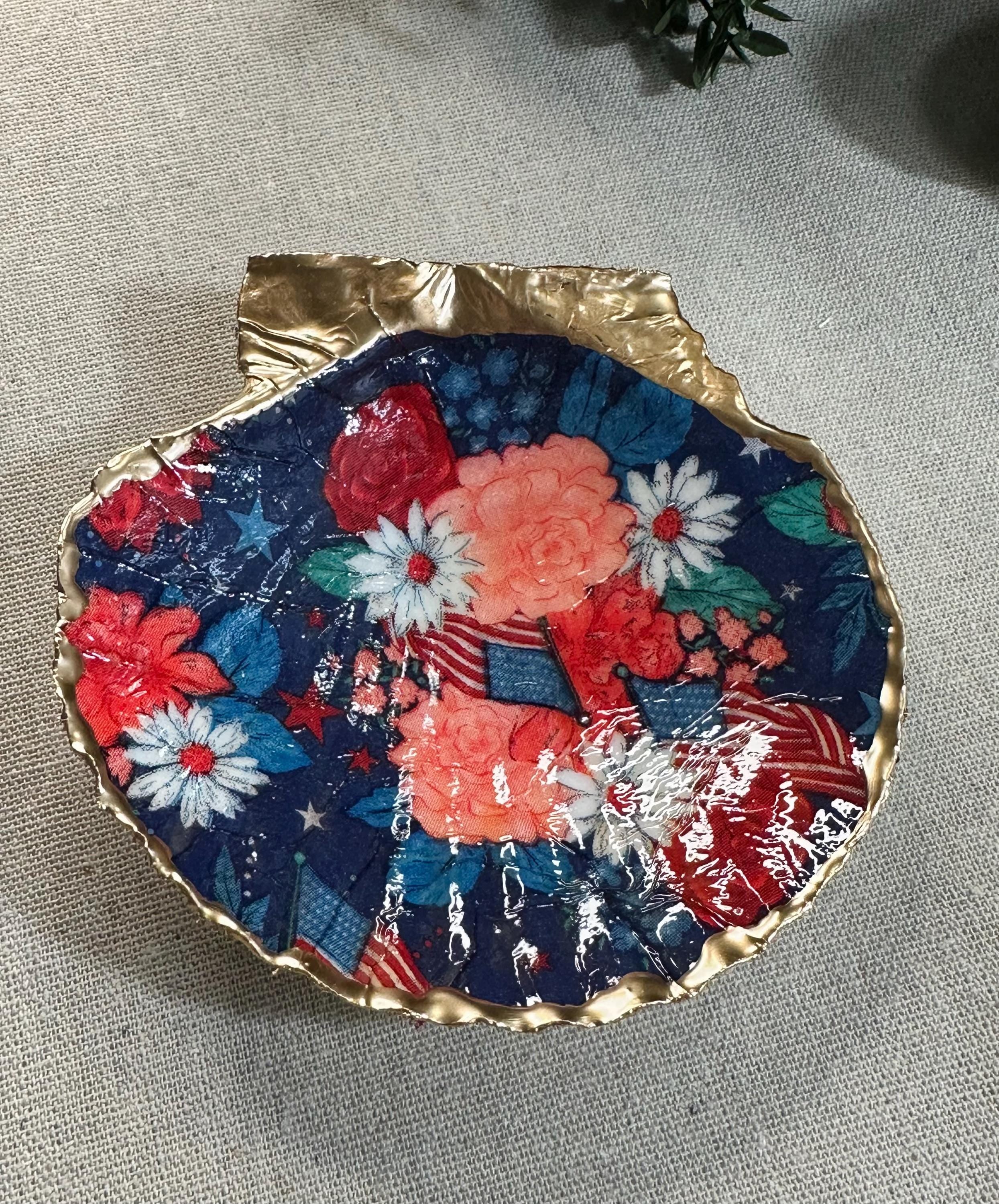 Patriotic Floral Decoupage Napkins, American Flag, July 4th (3-Piece)