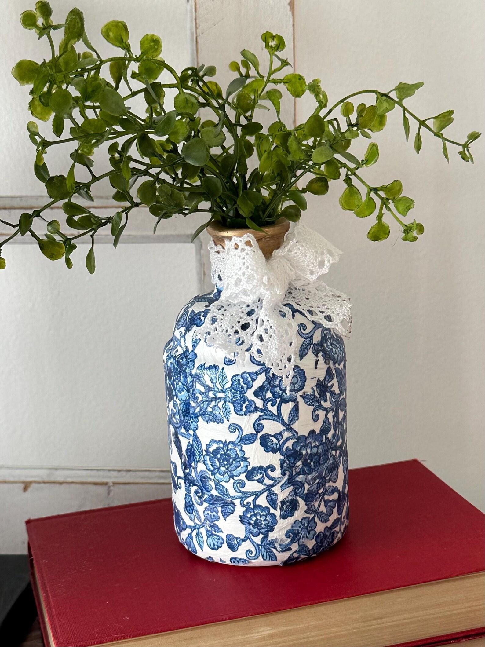 Baby Blue Floral Paper Napkins - Decoupage, DIY (3pc)