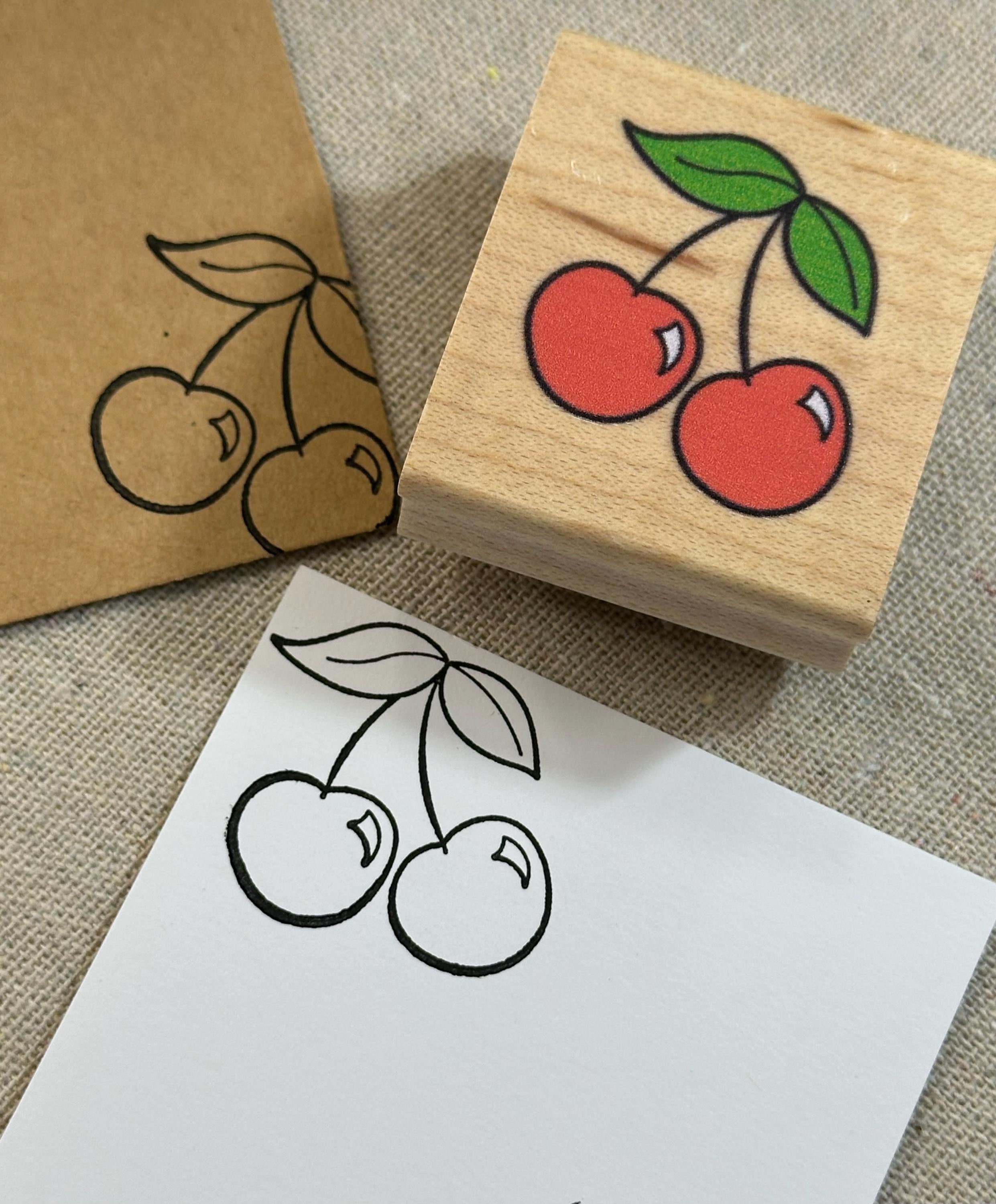 Cherry Rubber Stamp: Wood Mounted, Card Making, Scrapbooking