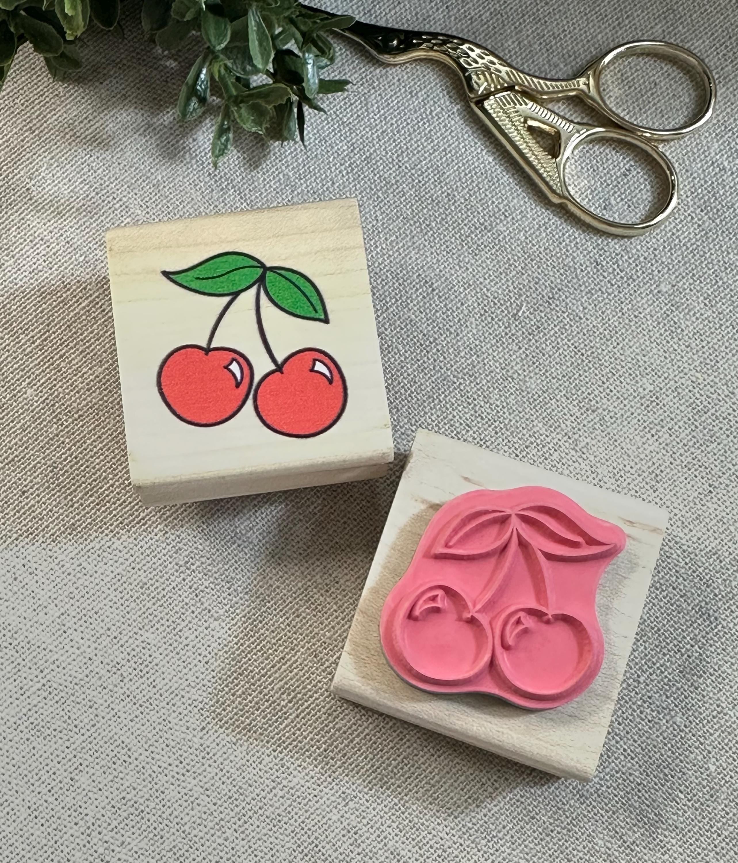 Cherry Rubber Stamp: Wood Mounted, Card Making, Scrapbooking