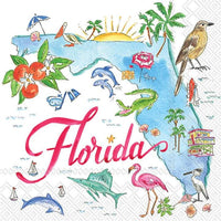 Decoupage Napkins, Florida Napkin, State of Florida Paper, Florida State Themed Napkins, Craft Napkins, Party Napkins, Shell Making Napkins