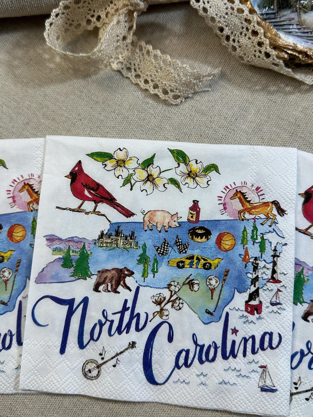Decoupage Napkins, North Carolina Napkin, North Carolina State Paper, State Themed Napkins, Craft Napkins, Party Napkins, Shell Making Paper