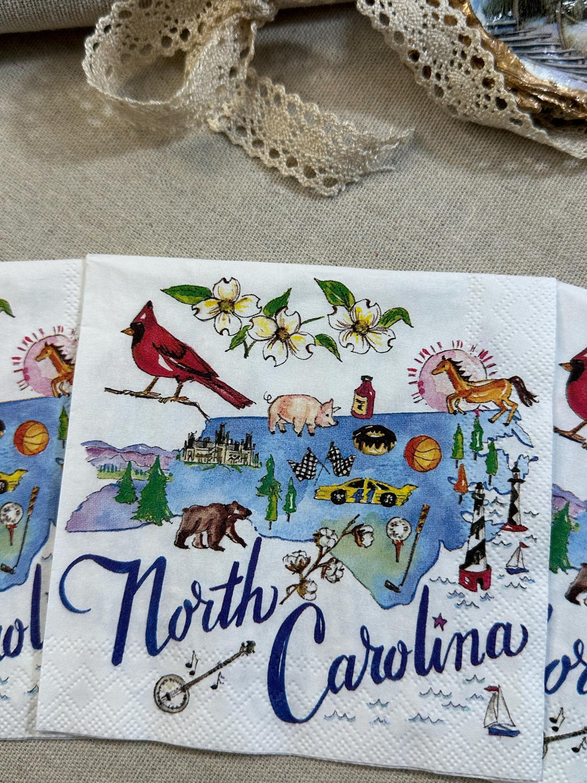 Decoupage Napkins, North Carolina Napkin, North Carolina State Paper, State Themed Napkins, Craft Napkins, Party Napkins, Shell Making Paper