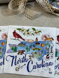 Decoupage Napkins, North Carolina Napkin, North Carolina State Paper, State Themed Napkins, Craft Napkins, Party Napkins, Shell Making Paper