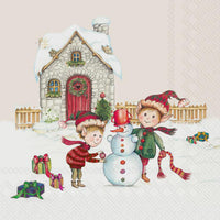 Christmas Elves Napkin - Decoupage Napkins, Christmas Paper, DIY Paper, Holiday Paper, Craft Paper, Upcycling Paper, Handmade Gift Ideas