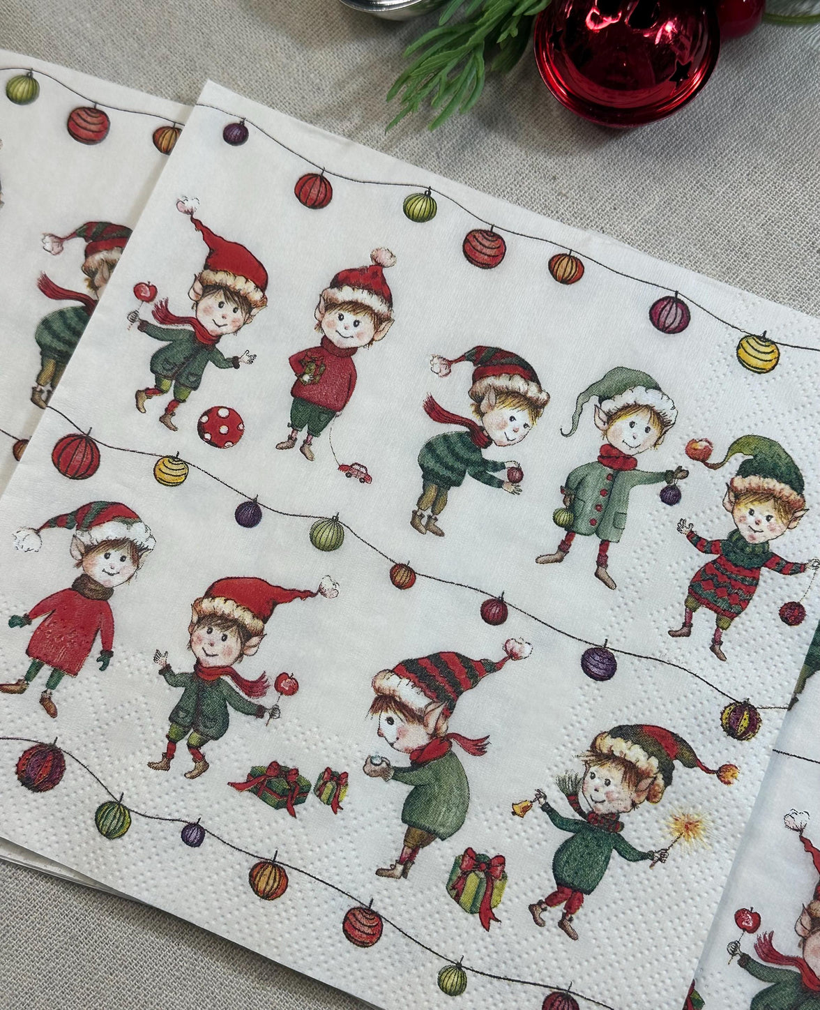 Christmas Elves Decoupage Napkins – Holiday Craft Paper, Decoupage Napkins, Christmas Paper, DIY Paper, Holiday Paper, Soap Making Paper