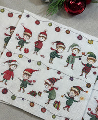 Christmas Elves Decoupage Napkins – Holiday Craft Paper, Decoupage Napkins, Christmas Paper, DIY Paper, Holiday Paper, Soap Making Paper