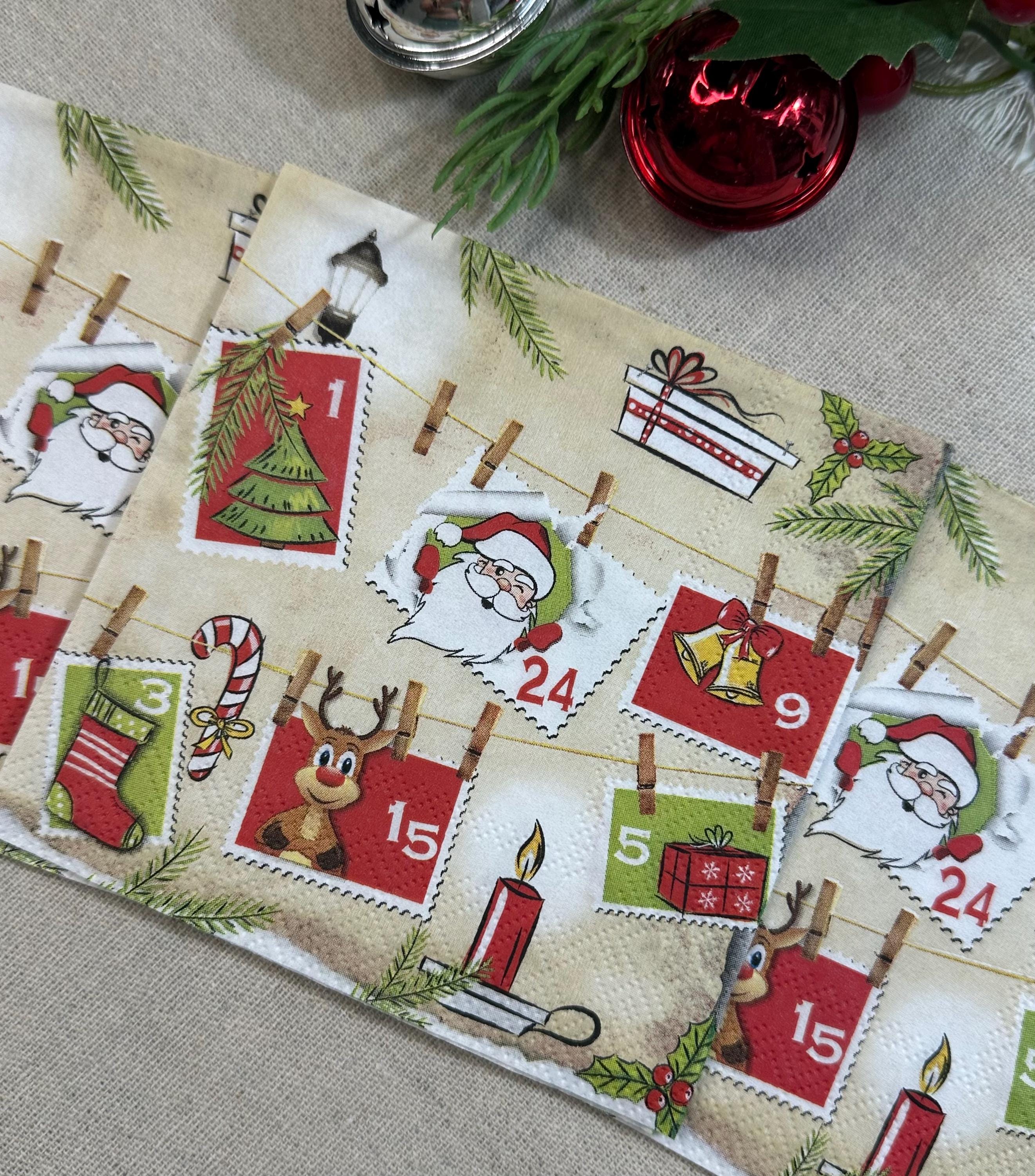 Christmas Decoupage Napkins: Advent Calendar Holiday Paper Crafts