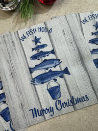Christmas Decoupage Napkins -  Fish Holiday Napkins, Christmas Tree, Christmas Paper, Cocktail Napkins, DIY Paper, Holiday Paper Craft Gifts