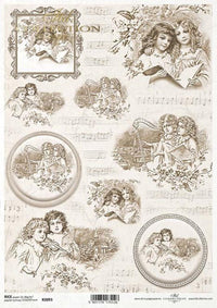 Cherub Rice Paper A4: Vintage Style Decoupage Paper, Upcycling Paper, Ornament Rice Paper, Handmade Ornament Ideas, Junk Journaling Paper