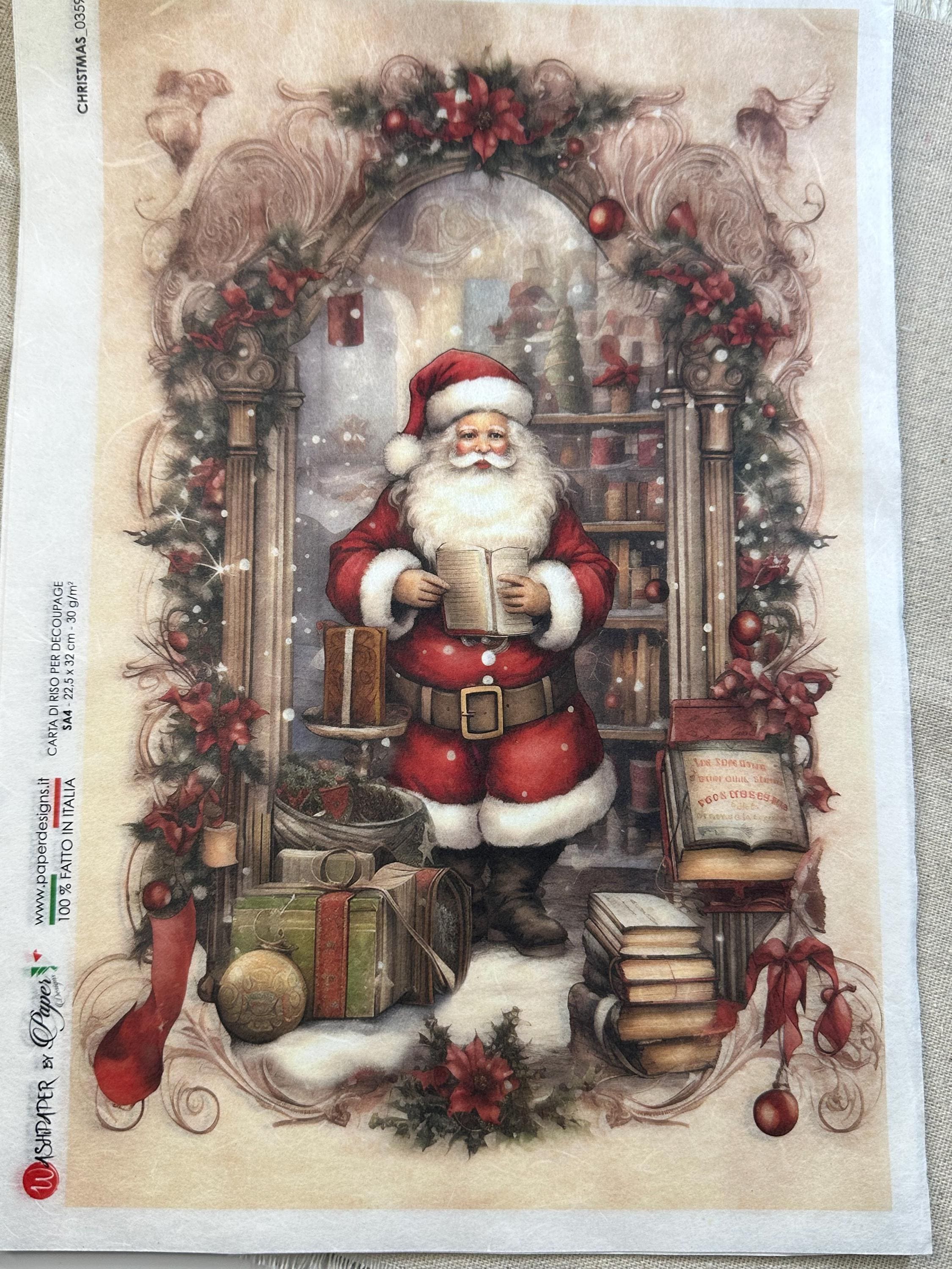 Rice Paper A4 - Paper Designs Santa Paper, Christmas Rice Paper, Rice Paper, Upcycling, Decoupage Paper. Holiday Rice Paper, Christmas