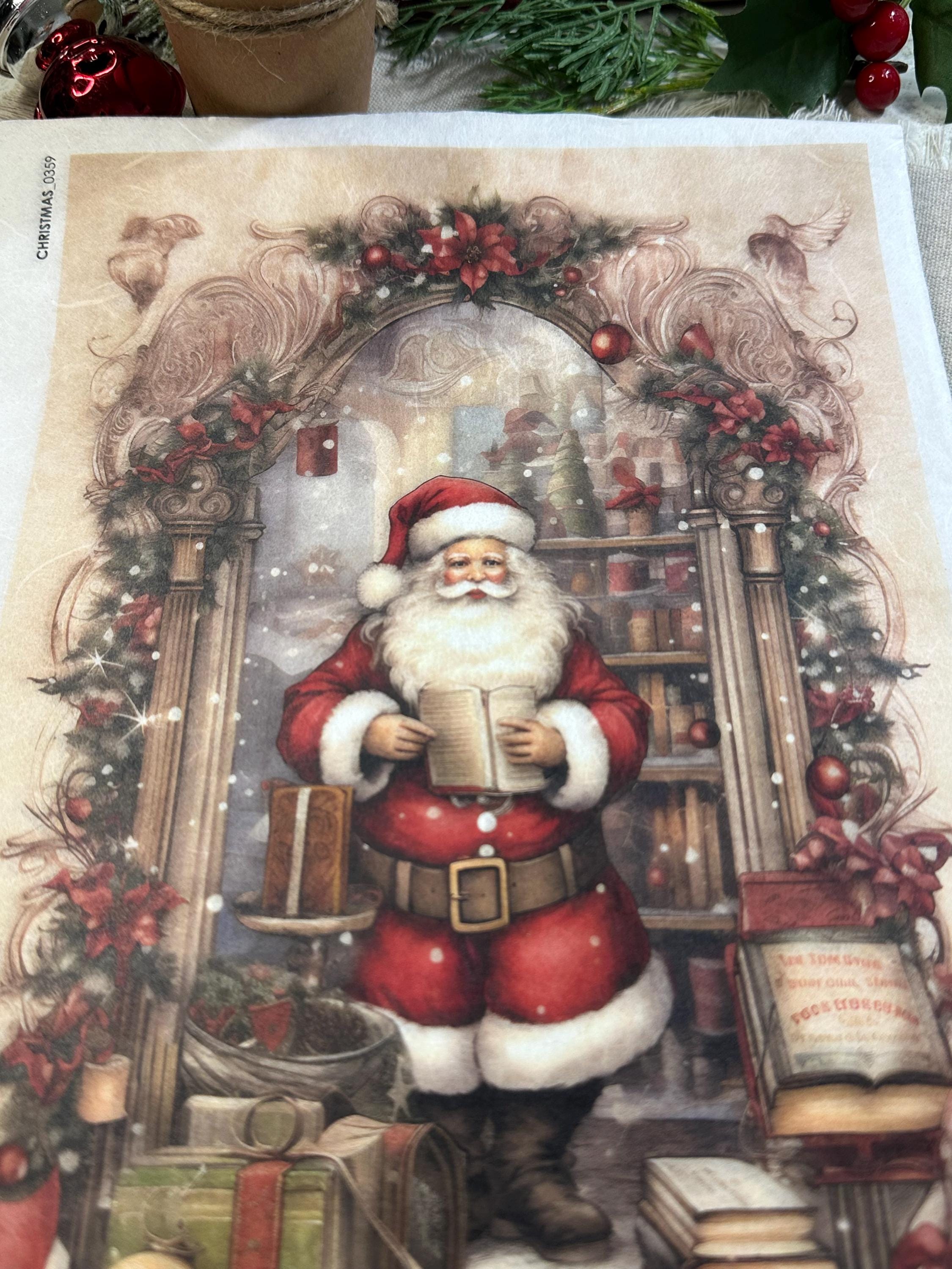 Rice Paper A4 - Paper Designs Santa Paper, Christmas Rice Paper, Rice Paper, Upcycling, Decoupage Paper. Holiday Rice Paper, Christmas