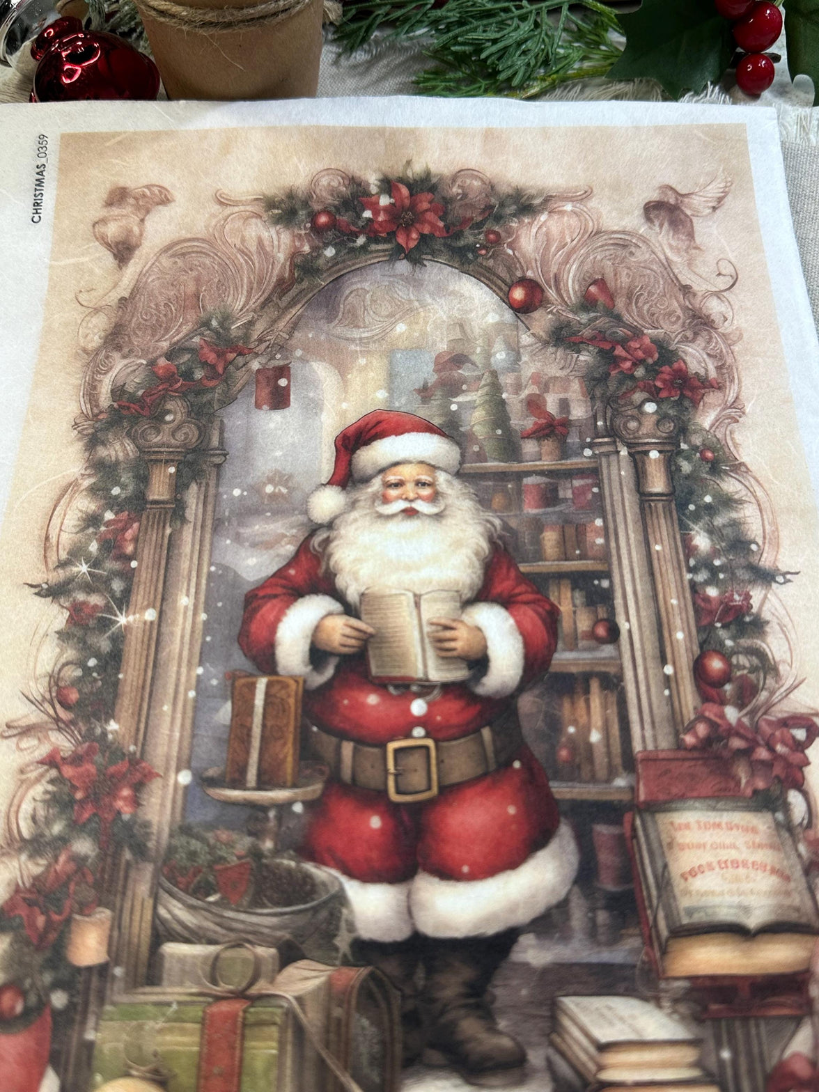 Rice Paper A4 - Paper Designs Santa Paper, Christmas Rice Paper, Rice Paper, Upcycling, Decoupage Paper. Holiday Rice Paper, Christmas
