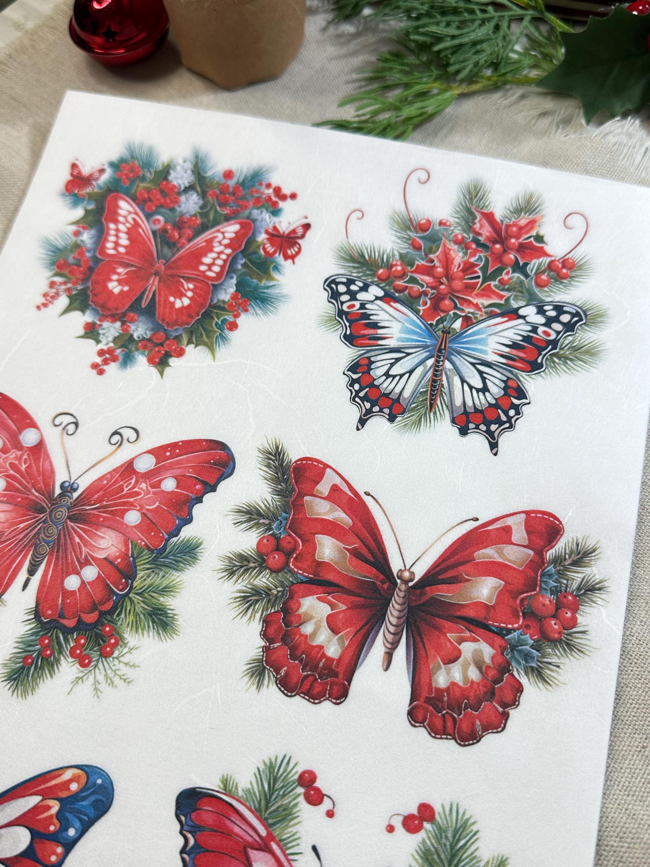A4 Rice Paper - Holiday Butterfly Designs - Upcycling, Decoupage