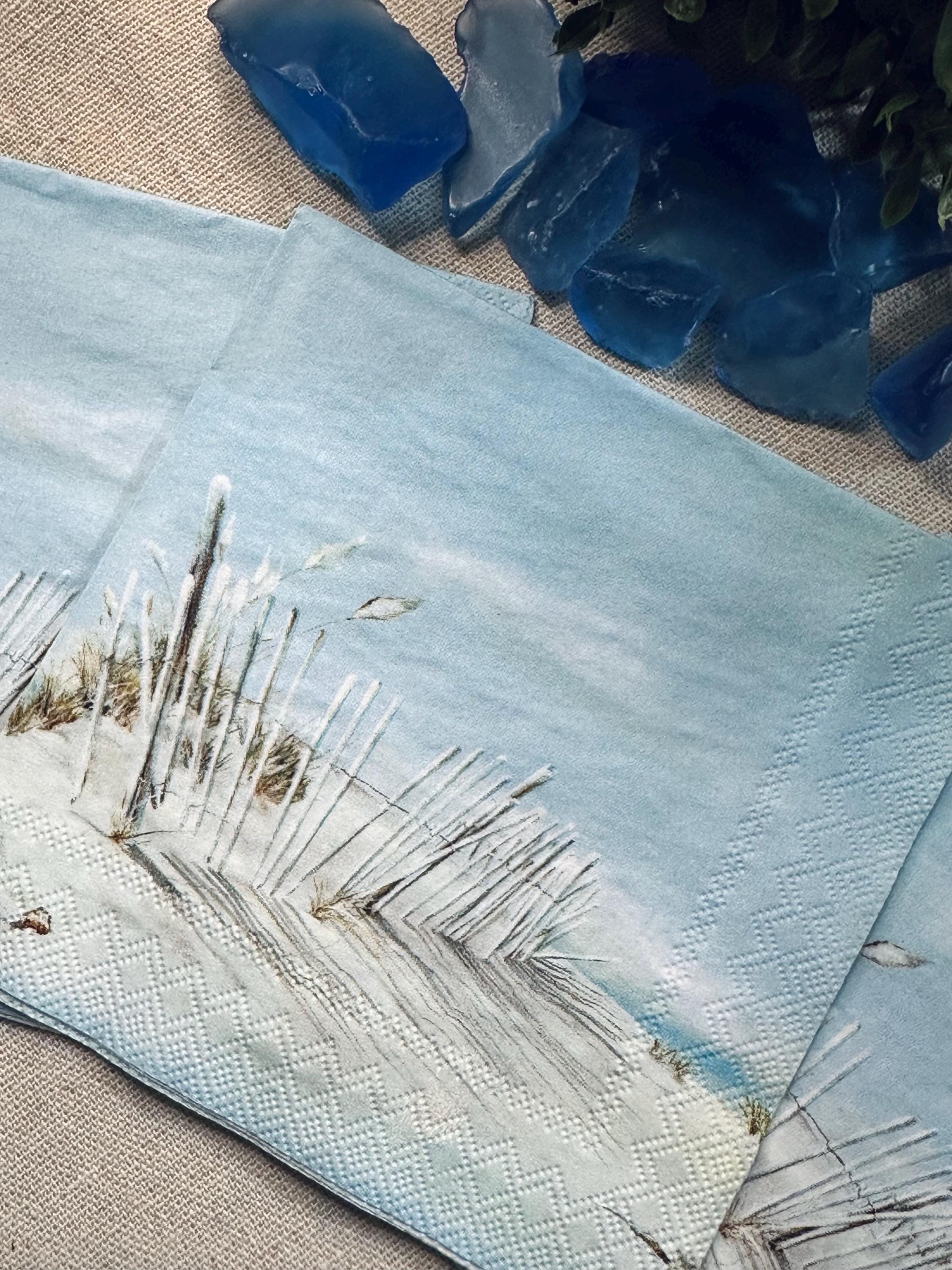 Beach Dunes Decoupage Napkins – Coastal Paper Crafts, Set of 3
