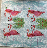 Flamingo Christmas Napkin, Christmas Decoupage Napkins - Florida Christmas, DIY Paper, Holiday Paper Crafts, Christmas Party Paper, Florida