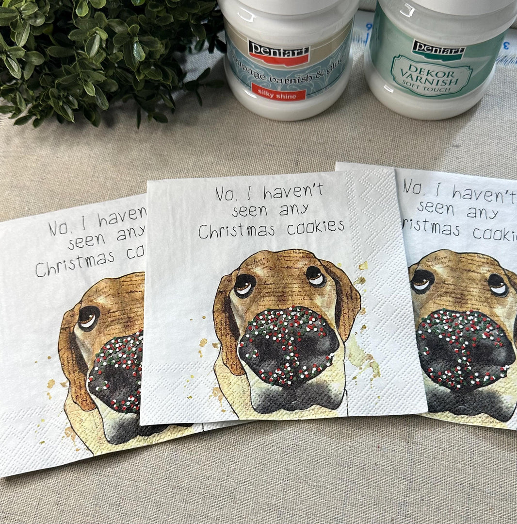 Christmas Furry Friends, Decoupage Napkins - Puppy Napkins, Christmas Paper, Cocktail Napkins, DIY, Holiday Paper Crafts, Haven't Seen Any