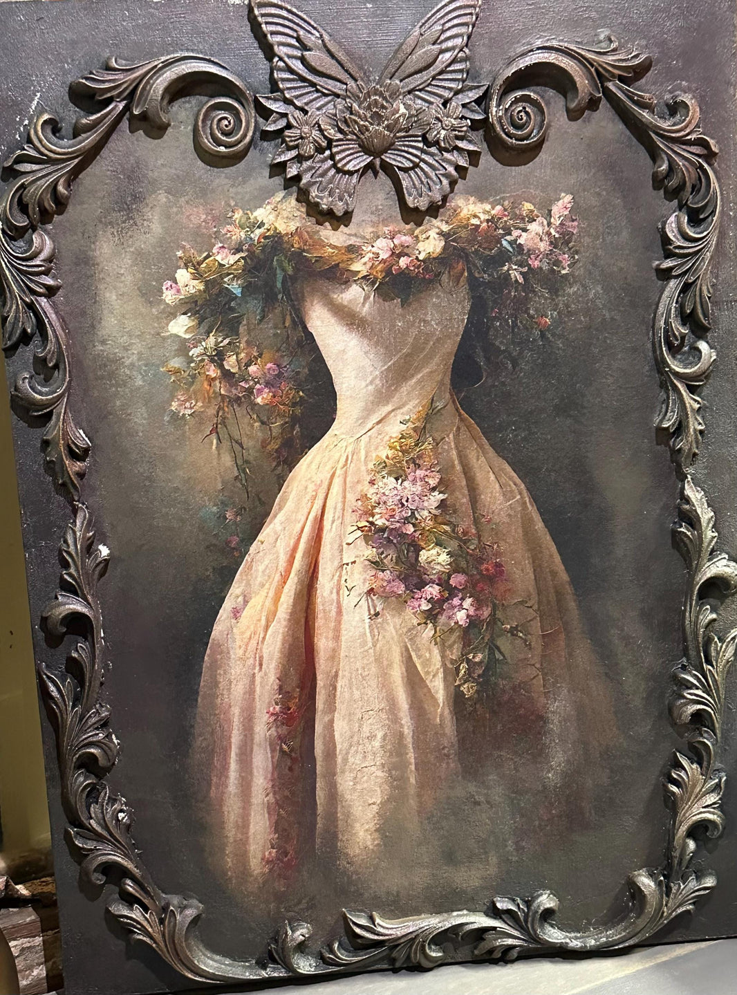 A4 Rice Paper, Vintage Queens Gown for Decoupage, Bottle Art, Canvas Art, Junk Journals, Gown w/ Flowers Paper, Mirror Design, Mixed Media