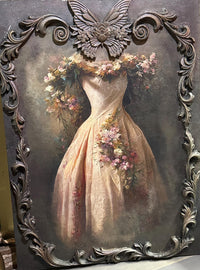 A4 Rice Paper, Vintage Queens Gown for Decoupage, Bottle Art, Canvas Art, Junk Journals, Gown w/ Flowers Paper, Mirror Design, Mixed Media