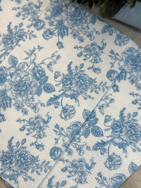 Baby Blue Floral Paper Napkins - Decoupage, DIY (3pc)