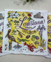 Decoupage Napkin, Louisiana State Paper, State Themed Napkins, Craft Napkins, Shell Making Paper, Crawfish Paper, Mardi Gras Mask, States
