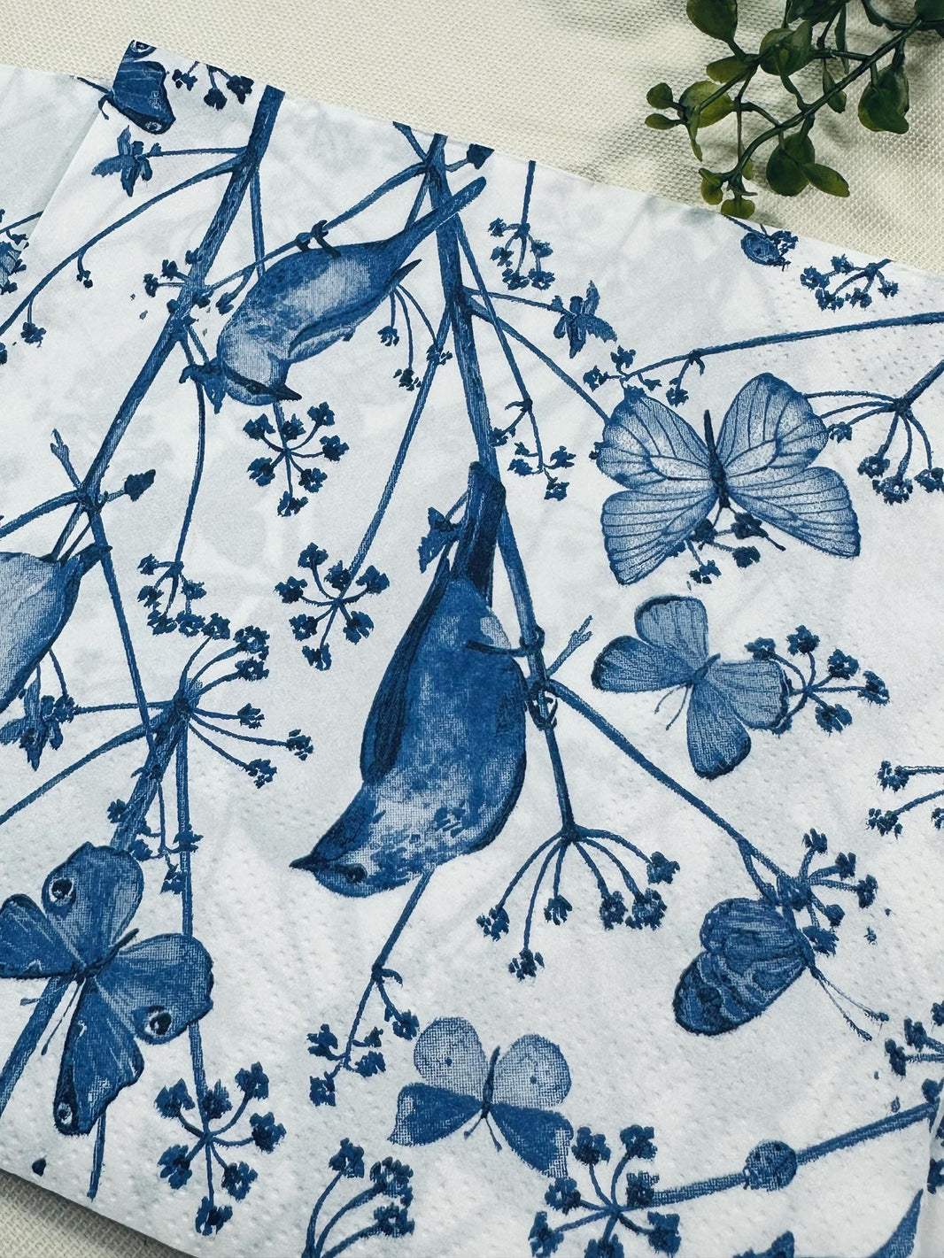 Blue Bird Decoupage Napkins – Butterfly Design, Bridal Decor