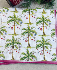 Christmas Palm Tree Decoupage Napkins: Tropical Holiday Paper (3 pc), Coastal Napkins, Coastal Christmas, Oyster Shell Palm Tree Paper Gifts