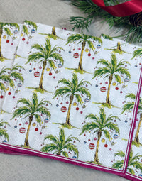 Christmas Palm Tree Decoupage Napkins: Tropical Holiday Paper (3 pc), Coastal Napkins, Coastal Christmas, Oyster Shell Palm Tree Paper Gifts
