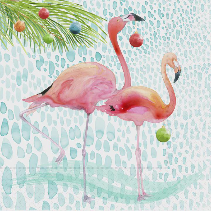 Flamingo Christmas Napkin, Christmas Decoupage Napkins - Florida Christmas, DIY Paper, Holiday Paper Crafts, Christmas Party Paper, Florida