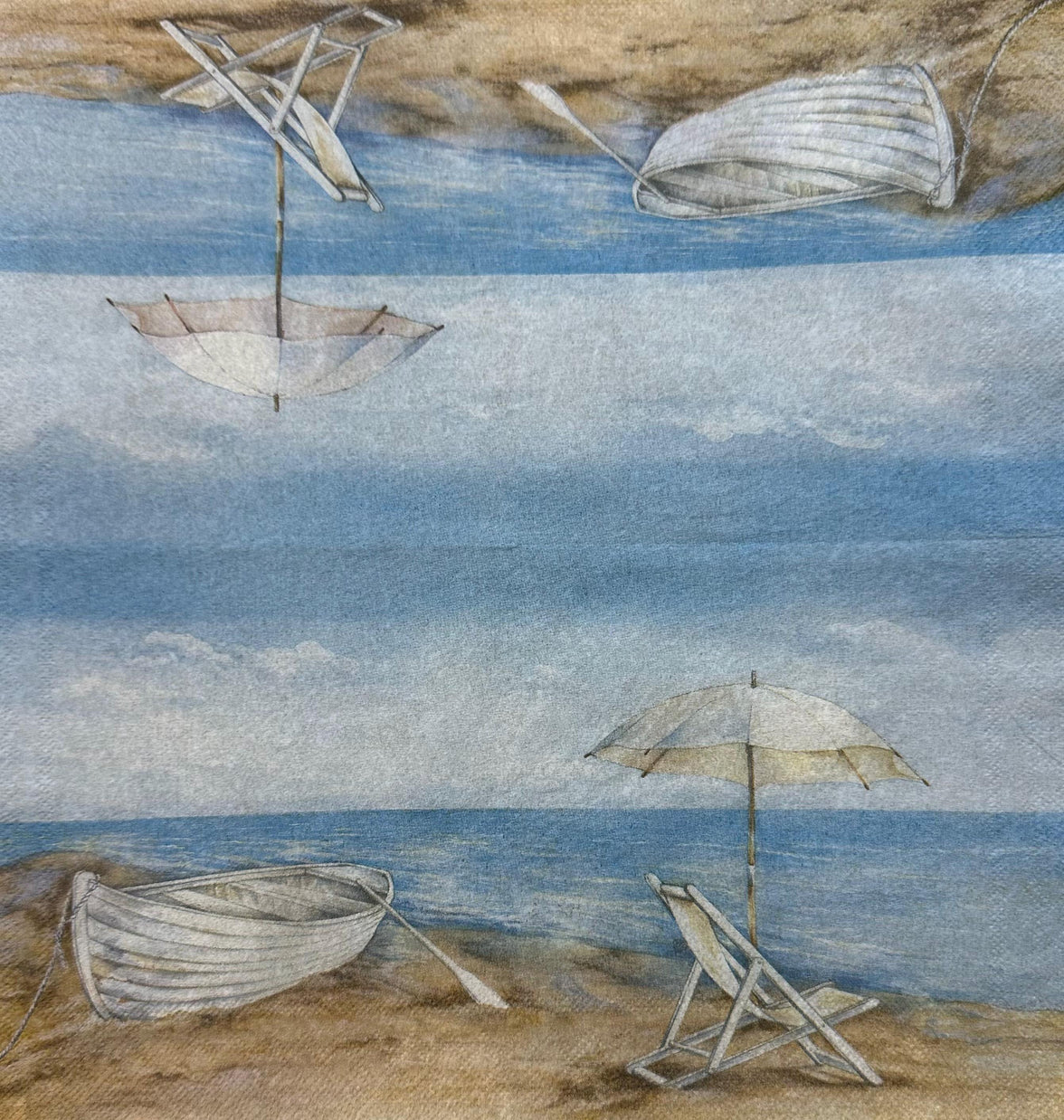 Blue Horizon Beach Napkins, Coastal Decoupage Paper