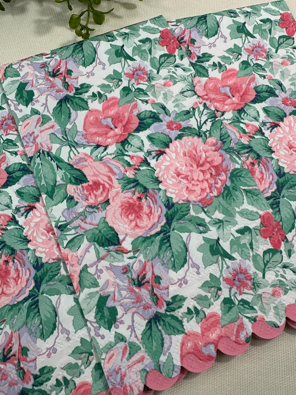 Peony & Rose Decoupage Napkins: Elegant Floral Paper, Set of 3