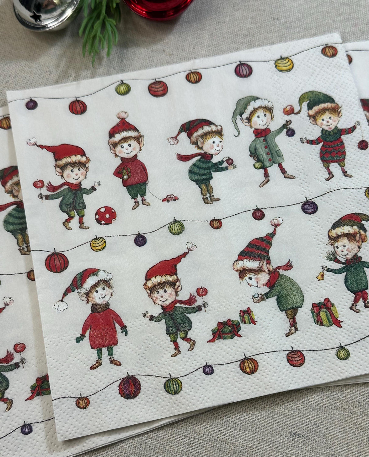 Christmas Elves Decoupage Napkins – Holiday Craft Paper, Decoupage Napkins, Christmas Paper, DIY Paper, Holiday Paper, Soap Making Paper