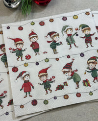 Christmas Elves Decoupage Napkins – Holiday Craft Paper, Decoupage Napkins, Christmas Paper, DIY Paper, Holiday Paper, Soap Making Paper
