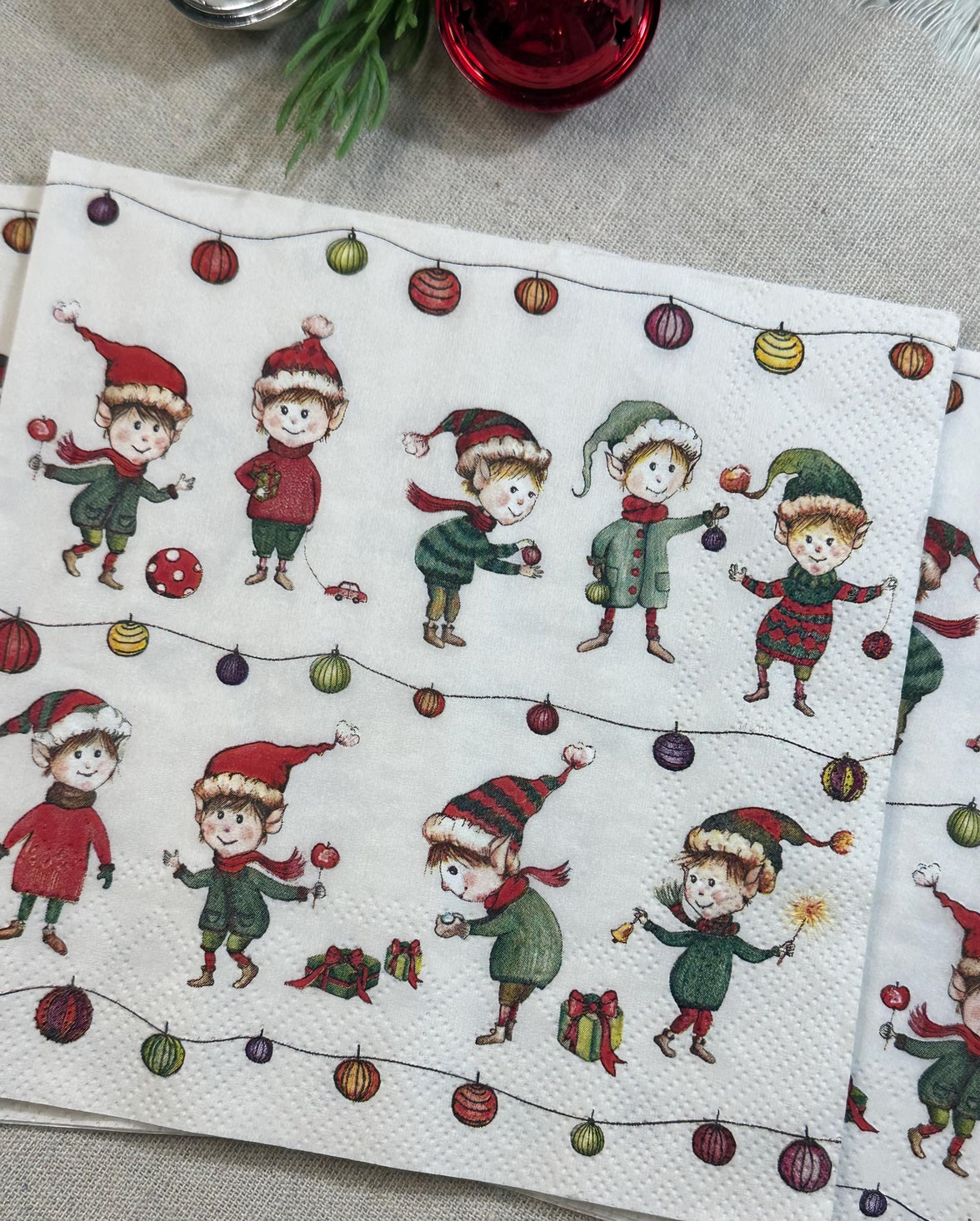 Christmas Elves Decoupage Napkins – Holiday Craft Paper, Decoupage Napkins, Christmas Paper, DIY Paper, Holiday Paper, Soap Making Paper